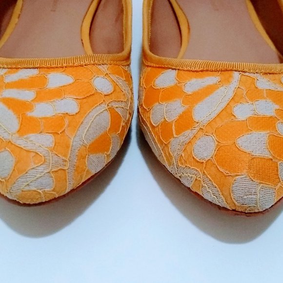 ANTHROPOLOGIE YELLOW LACE BALLET FLATS SIZE 9M - Picture 7 of 12